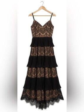 Black Lace Maxi Dress Whimsy Goth LARGE